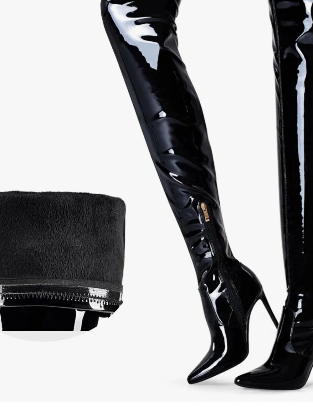 Women's Black thigh high Patent Over-the-Knee Stiletto Boots
